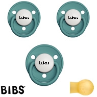 Bibs de Lux sutter med navn (Island Sea -HK) Runde Latex str.1, 3 pack